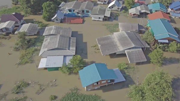 Veduta Aerea Delle Inondazioni Nella Provincia Ayutthaya Thailandia — Foto Stock