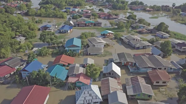 Vista Aérea Las Inundaciones Provincia Ayutthaya Tailandia — Foto de Stock