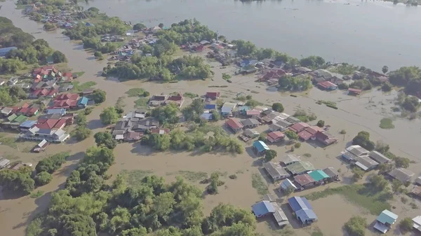 Vue Aérienne Des Inondations Dans Province Ayutthaya Thaïlande — Photo