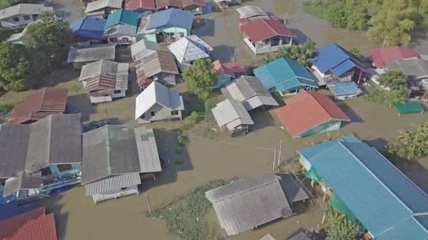 Vista Aérea Las Inundaciones Provincia Ayutthaya Tailandia — Foto de Stock