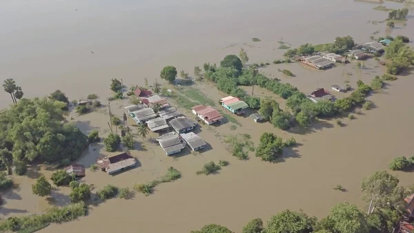 Widok Powietrza Powódź Prowincji Ayutthaya Tajlandia — Zdjęcie stockowe