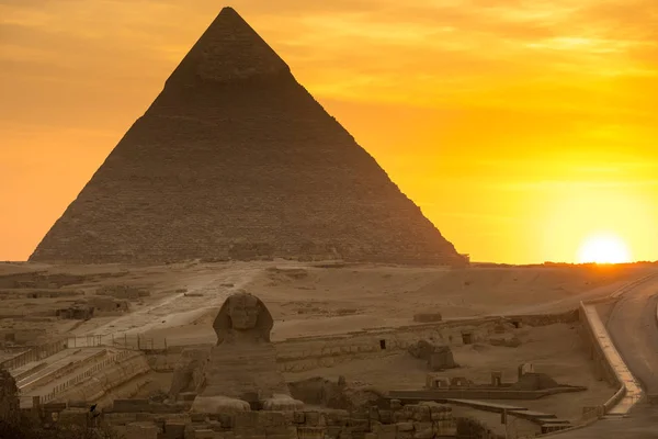 Grande Piramide Tramonto Giza Egitto — Foto Stock