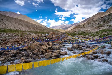 Budist dua bayrakları, Ladakh Leh, Ladakh, Jammu ve Keşmir, Hindistan
