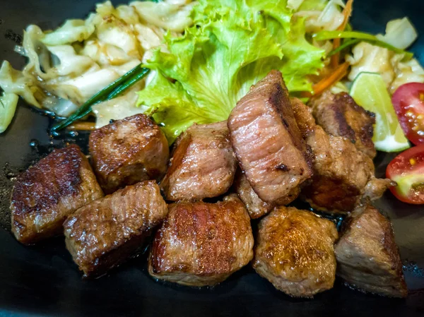 Slices Beef Steak Black — Stock Photo, Image