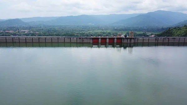 Vue Aérienne Barrage Khun Dan Prakan Chon Nakhon Nayok Thaïlande — Photo