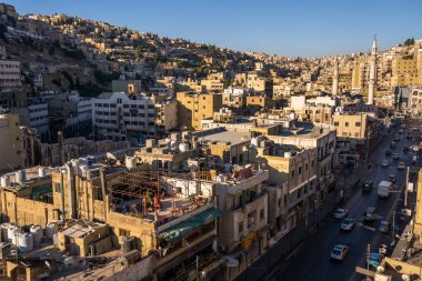 Ürdün 'ün başkenti Amman City' nin havadan görünüşü