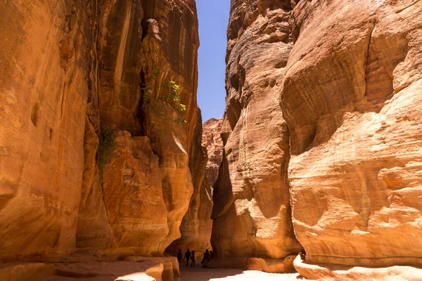 Siq Estrecha Entrada Del Cañón Ranura Petra Jordania —  Fotos de Stock