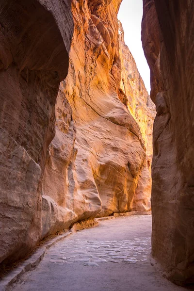 Siq Den Smala Slot Canyon Ingången Till Petra Jordanien — Stockfoto