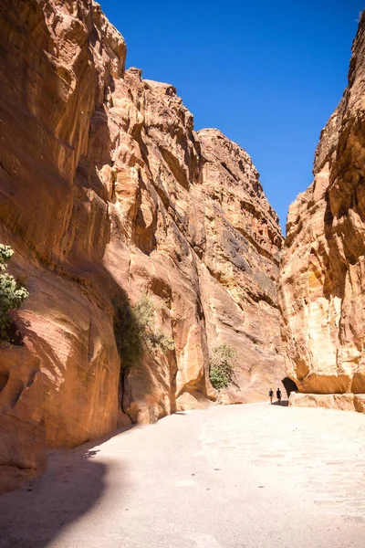 Siq Stretto Ingresso Slot Canyon Della Petra Giordania — Foto Stock