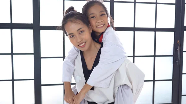 Portrait Asian Girl Taekwondo Studio — Stock Photo, Image