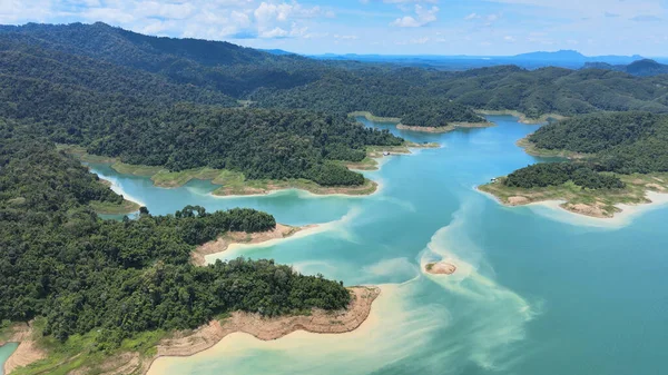 Letecký Pohled Přehradu Ratchaprapha Surat Thani Thajsko — Stock fotografie