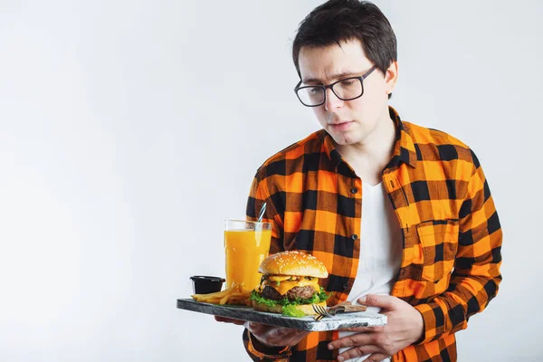 Malattia Triste Giovane Uomo Camicia Mettere Mano Sul Dolore All — Foto Stock