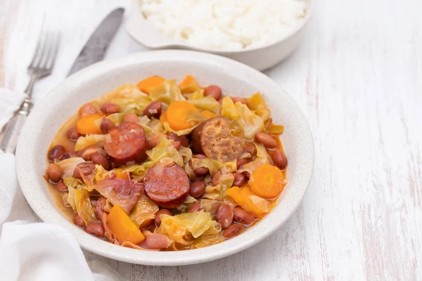 Plato Típico Portugués Feijoada Transmontana — Foto de Stock