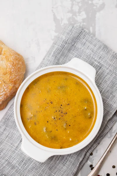 Gemüsesuppe Weißer Schüssel — Stockfoto