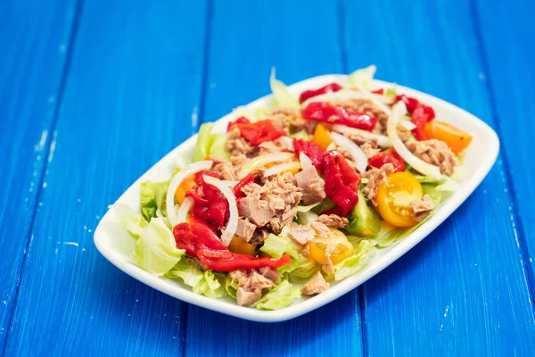 Thunfischsalat Auf Weißem Teller — Stockfoto