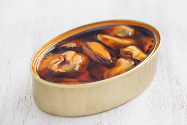 Mejillones Salsa Caja Hierro — Foto de Stock