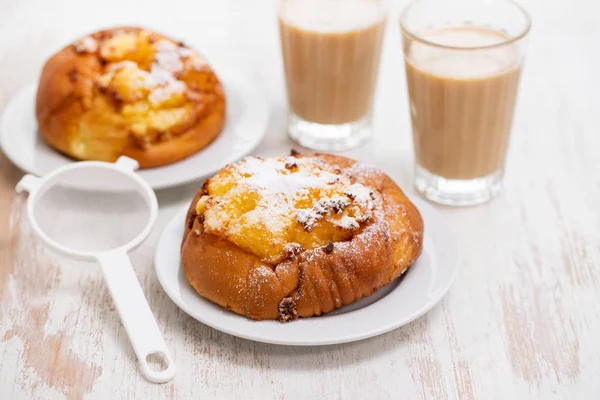 Portuguese Sweets Coconut Pao Deus Coffee Milk — Stock Photo, Image