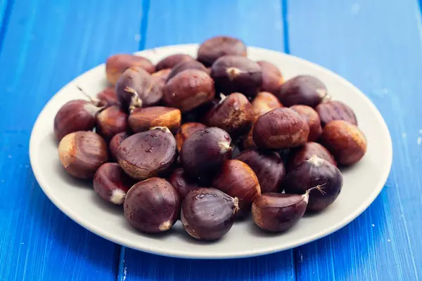 Chestnuts White Dish — Stock Photo, Image