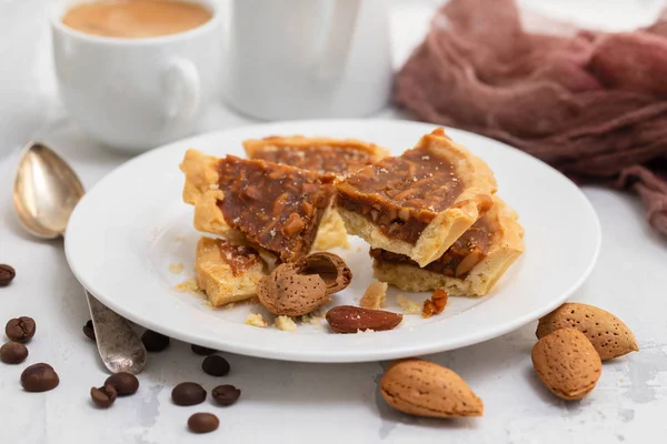 almond tart in small plate