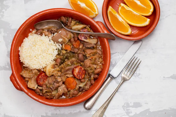 Plato Típico Portugués Feijoada Transmontana — Foto de Stock