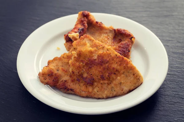 Fried chicken breast on white plate — Stock Photo, Image