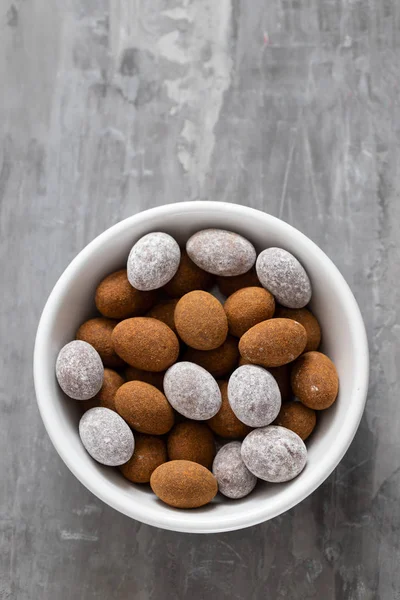 Close up of chocolate egg on white dish — Stock Photo, Image