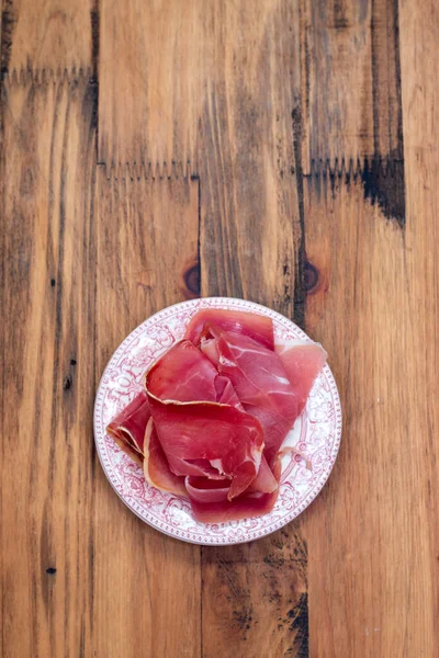 Smoked Meat Prosciutto Small Dish — Stock Photo, Image