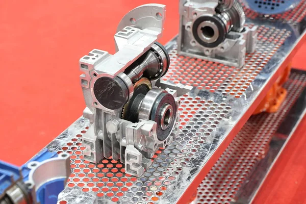 cross section of worm gear pump ; selective focus