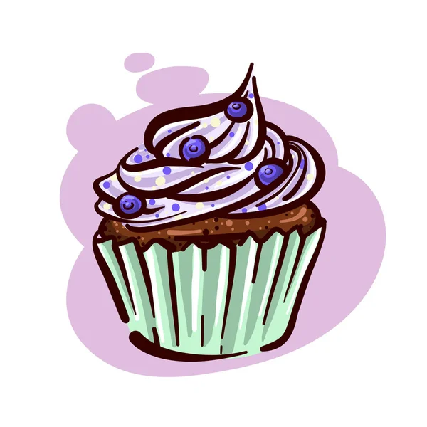 Cupcake With Berries. Vector logo for bakery.