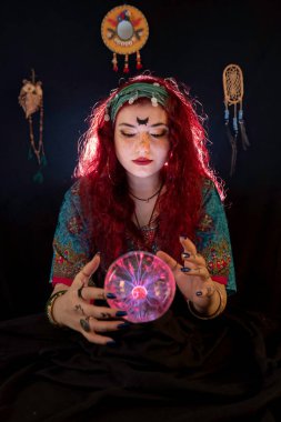 fortune teller lady  is telling about your future clipart