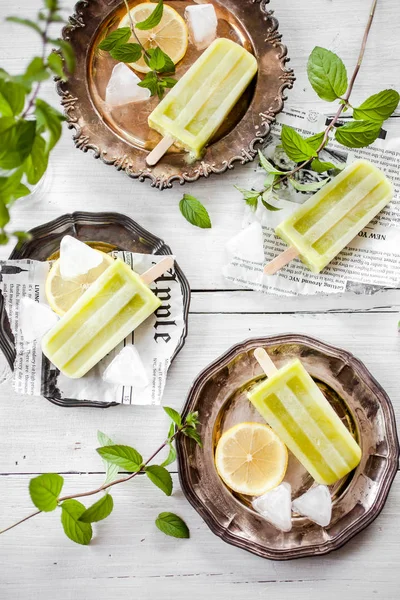 Top View Popsicles Made Healthy Ingredients — Stock Photo, Image