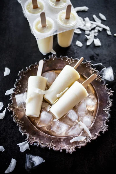 Popsicles Made Pineapple Coconut — Stock Photo, Image