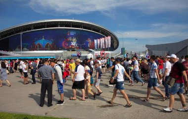 Kazan, Rusya, Haziran, 27, 2018: FIFA Woldcup. Hayranları Kazan-Arena Stadyumu Kore-Almanya maçı için gidin.