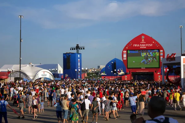 Kasan Russland Juni 2018 Fußballfans Sehen Das Spiel Frankreich Gegen — Stockfoto