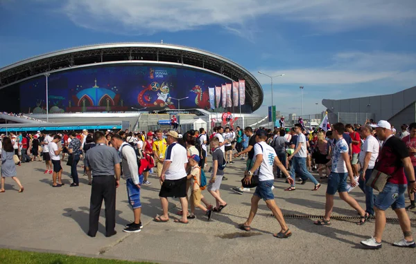 Kazan Federacja Rosyjska Czerwca 2018 Fifa Woldcup Fanów Przejść Stadionu — Zdjęcie stockowe