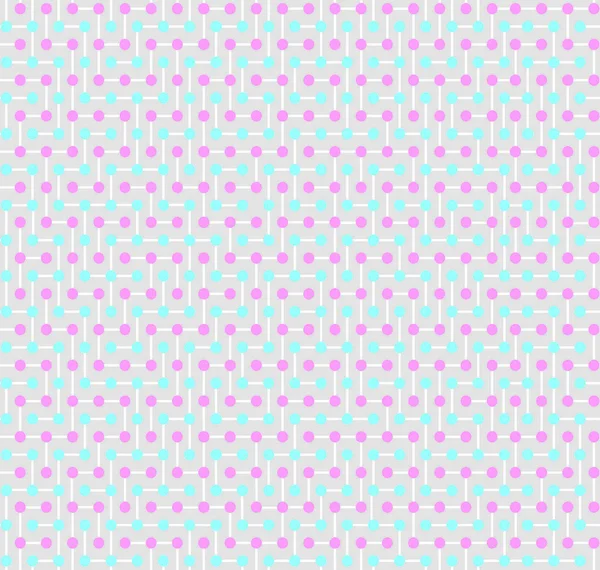 Sorunsuz doku, mavi ve pembe daireler ve gri bir arka planda beyaz parçalarda oluşan karmaşık bir labirent şeklinde yapılmış bir Patiska kumaş ile benzerdir 