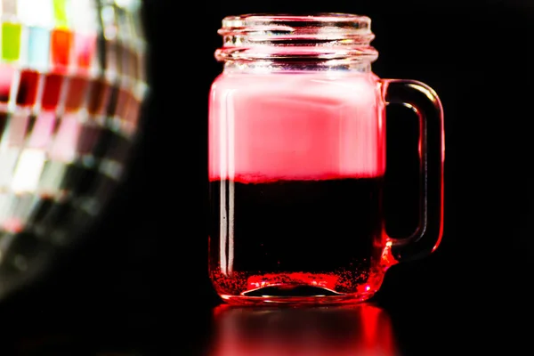 Colorful Drink Shot Disco Mirror Ball Background Refreshing Mini Drink — Stock Photo, Image