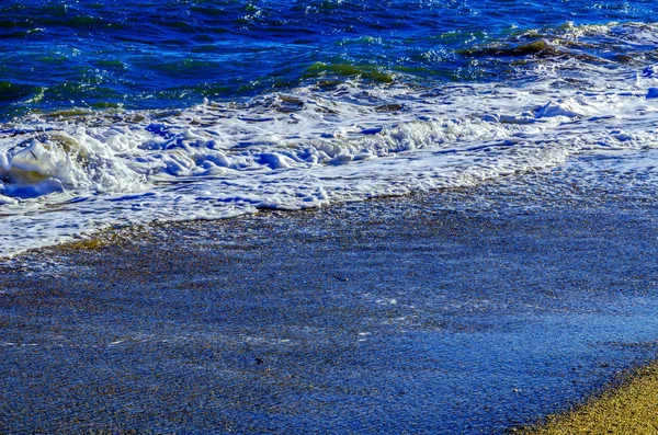 Detailní Záběr Mořské Vody Ovlivňující Písku Pláži Mořské Vlny Klidně Royalty Free Stock Fotografie