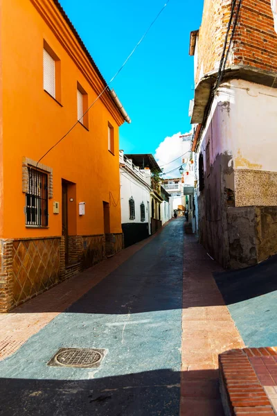 Beautiful Picturesque Street Narrow Road White Facades Buildings Spanish Architecture — Stock Photo, Image
