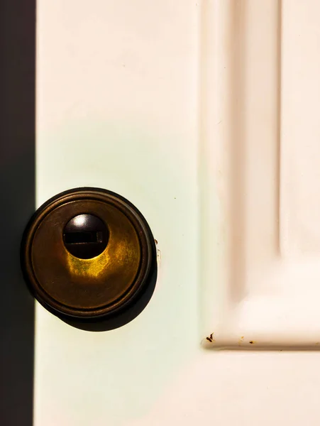 Old Door Lock Aged Wooden Door Home Security Vintage — Stock Photo, Image