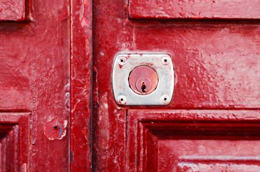 Eski kapı kilidi, yaşlı metal kapı, ev güvenlik, vintage