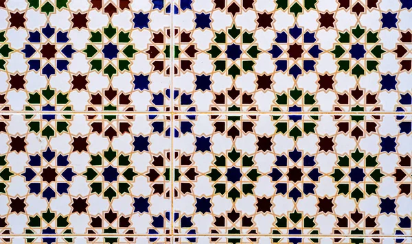 Azulejos Decorativos Tradicionais Espanhóis Ornamentais Azulejos Cerâmicos Originais Nas Paredes — Fotografia de Stock