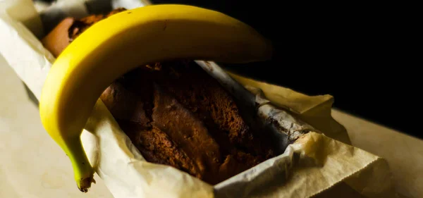 Torta Banana Appena Sfornata Con Noci Pane Alla Banana Forma — Foto Stock