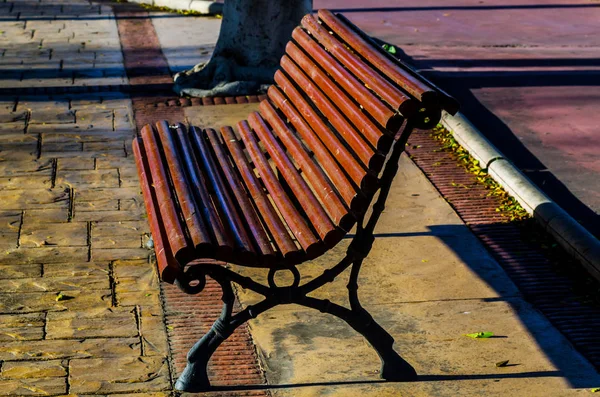Wooden Bench Promenade Spain Place Rest City Architecture Street — Stock Photo, Image