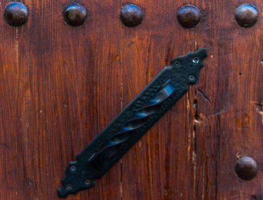 Eski pirinç kapı kolu, kapı dekorasyon, vintage bir dikdörtgen şeklinde üzerinde Kapat