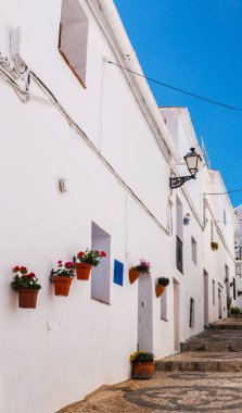 binalar, İspanyol mimari, tarihi kent merkezine beyaz cephe ile güzel ve pitoresk dar sokak