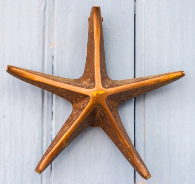 Pirinç tokmağı denizyıldızı, konut, vintage dekorasyon güzel giriş şeklinde kapı