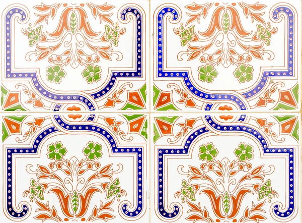 Azulejos Decorativos Tradicionais Espanhóis Ornamentais Azulejos Cerâmicos Originais Nas Paredes — Fotografia de Stock