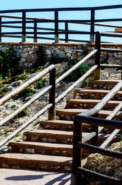 Holzpromenade Entlang Der Meeresküste Auf Einem Felsen Rincon Victoria Costa — Stockfoto