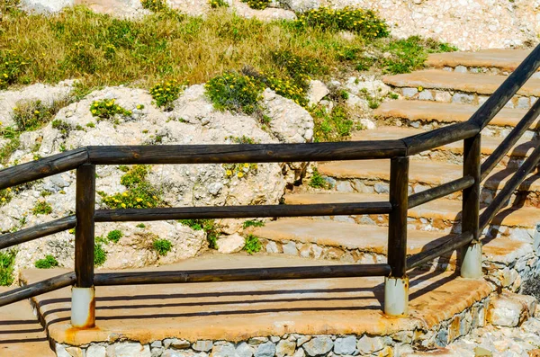 Holzpromenade Entlang Der Meeresküste Auf Einem Felsen Rincon Victoria Costa — Stockfoto